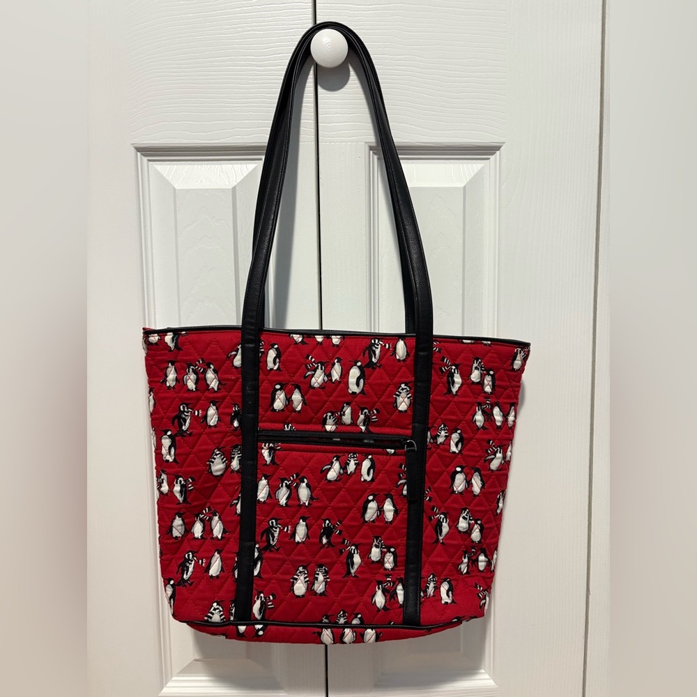 Vera Bradley Red Penguin Print Tote - Picture 4 of 9